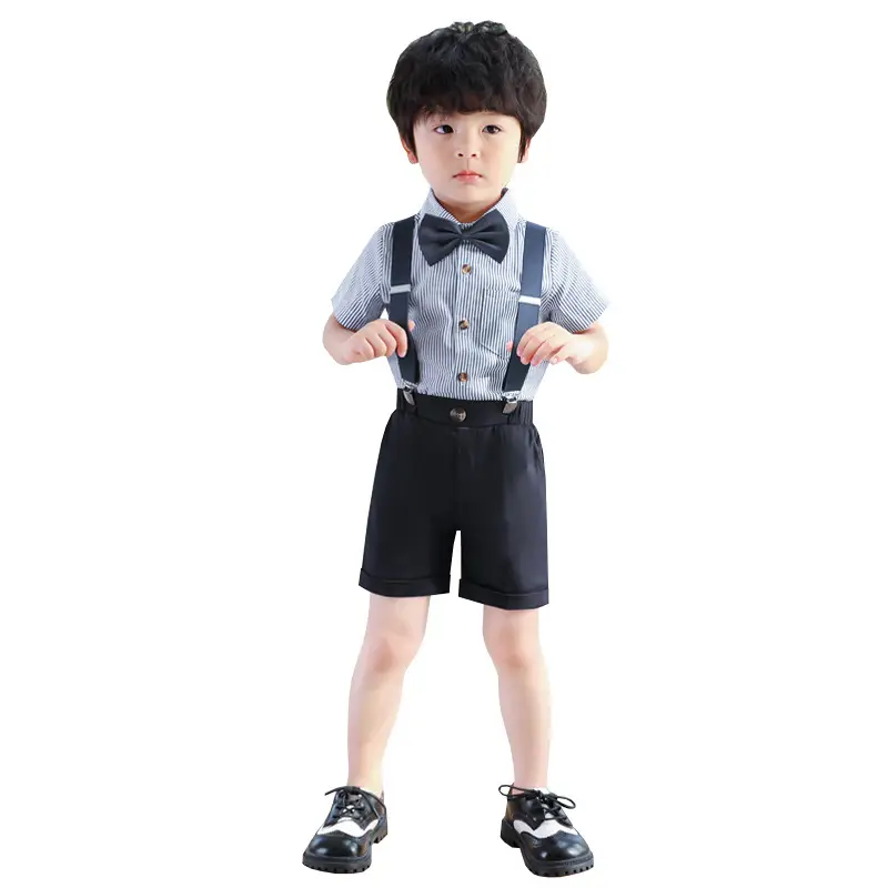 Boys Suspenders Suit Summer Shorts Shirt Set