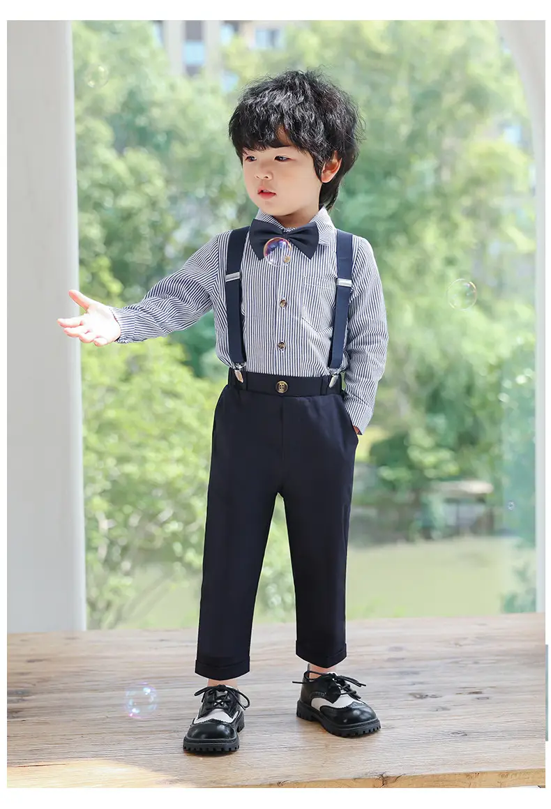 Boys Suspenders Suit Summer Shorts Shirt Set — feature 13