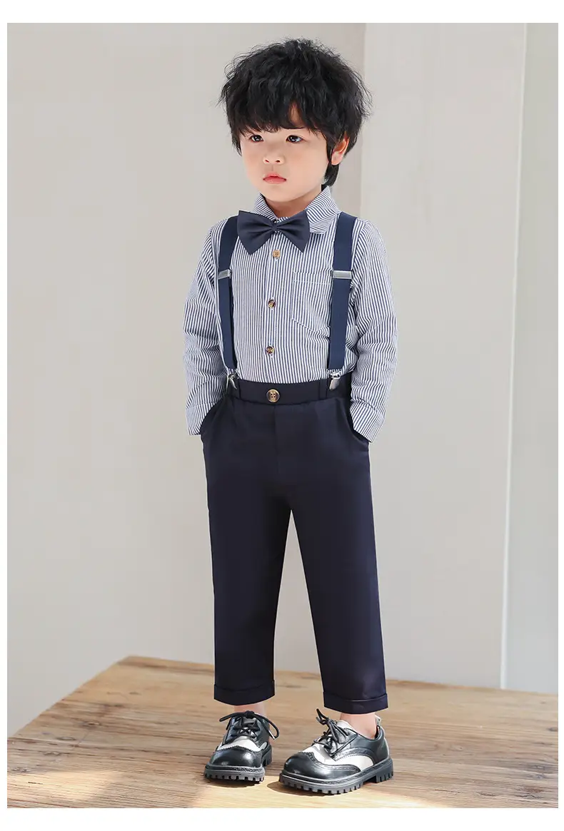 Boys Suspenders Suit Summer Shorts Shirt Set — feature 14