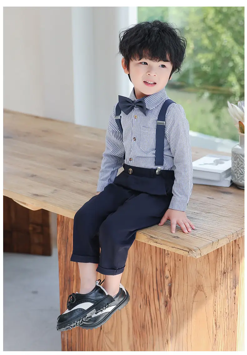 Boys Suspenders Suit Summer Shorts Shirt Set — feature 15