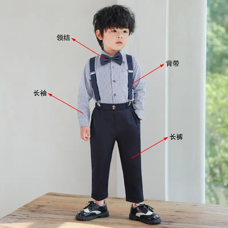 Boys Suspenders Suit Summer Shorts Shirt Set