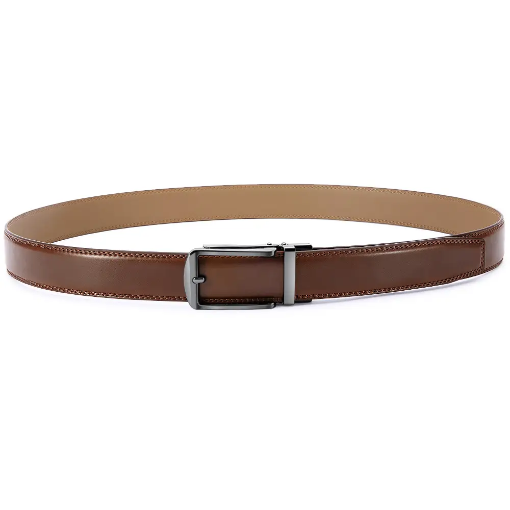 Men's Real Cowhide Belt with Automatic Buckle Black - Image 4