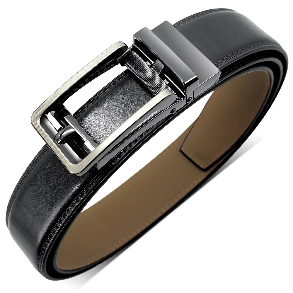 Men's Real Cowhide Belt with Automatic Buckle Black β feature 5