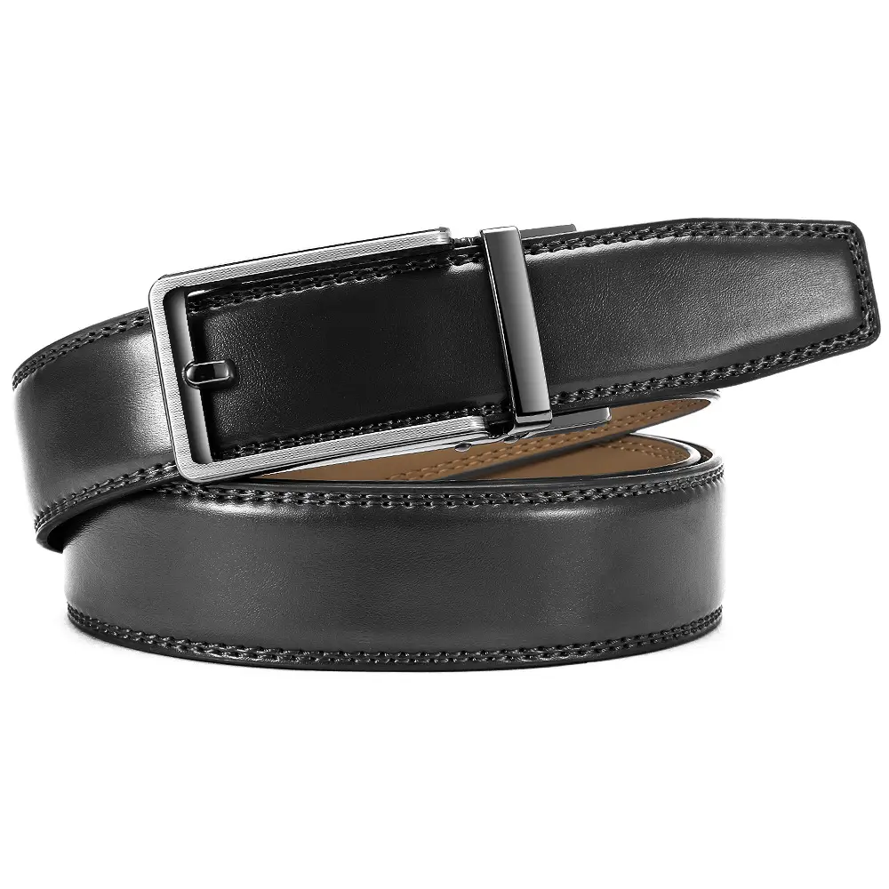 Men's Real Cowhide Belt with Automatic Buckle Black β feature 8