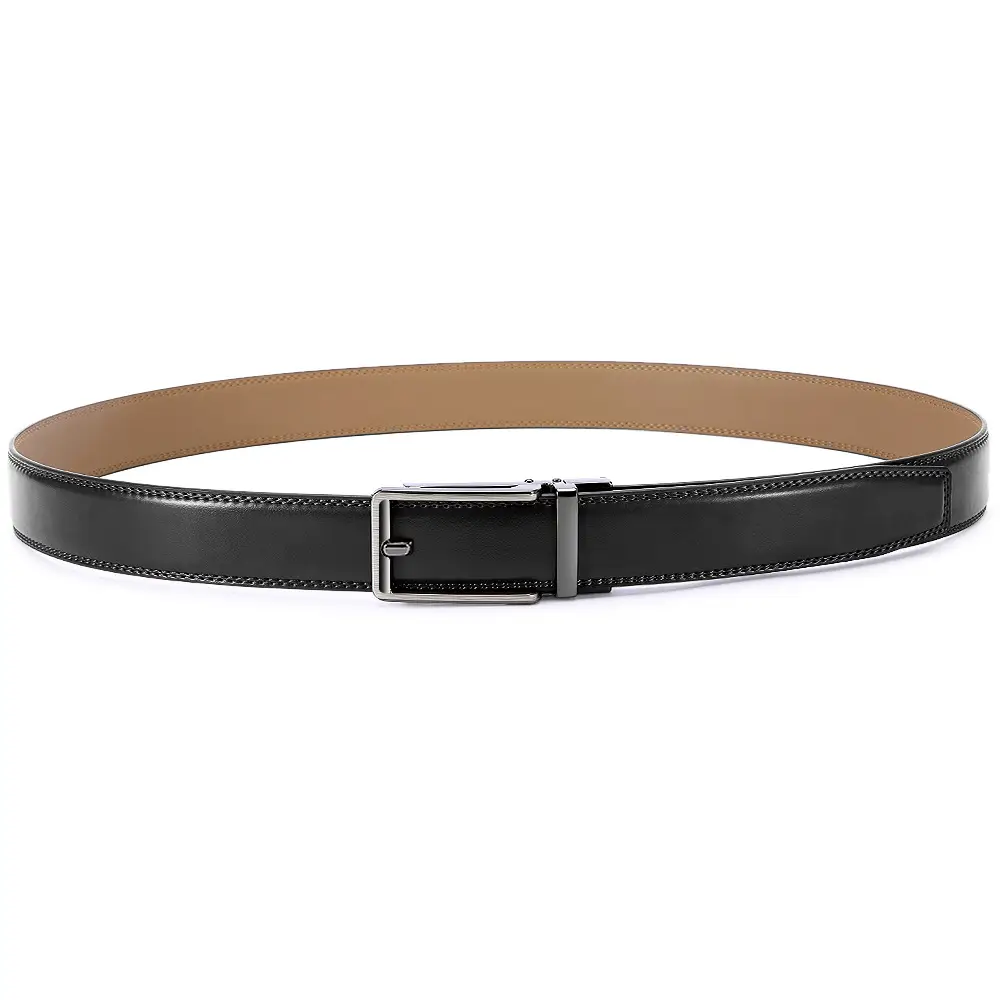 Men's Real Cowhide Belt with Automatic Buckle Black