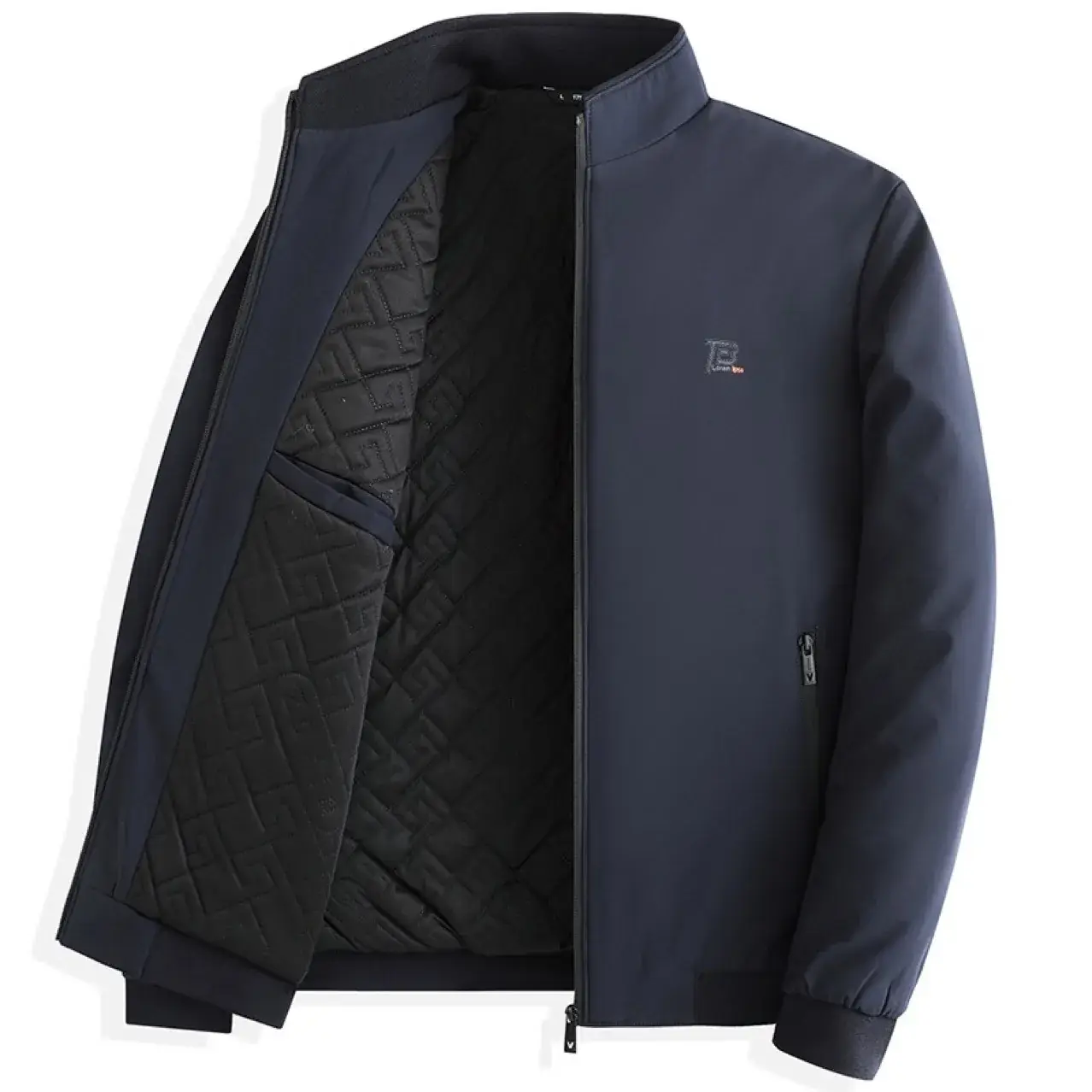 Middle-aged Dad Cotton Jacket Black Zipper Winter Autumn - Image 2