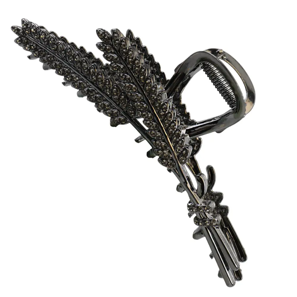 Large Rhinestone Hair Clip for Women, Feather Design - Image 6