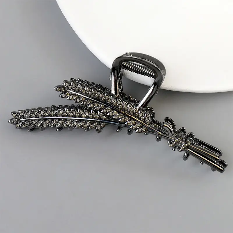 Large Rhinestone Hair Clip for Women, Feather Design — feature 6