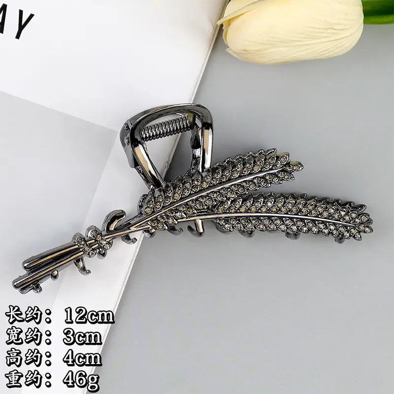 Large Rhinestone Hair Clip for Women, Feather Design — feature 9