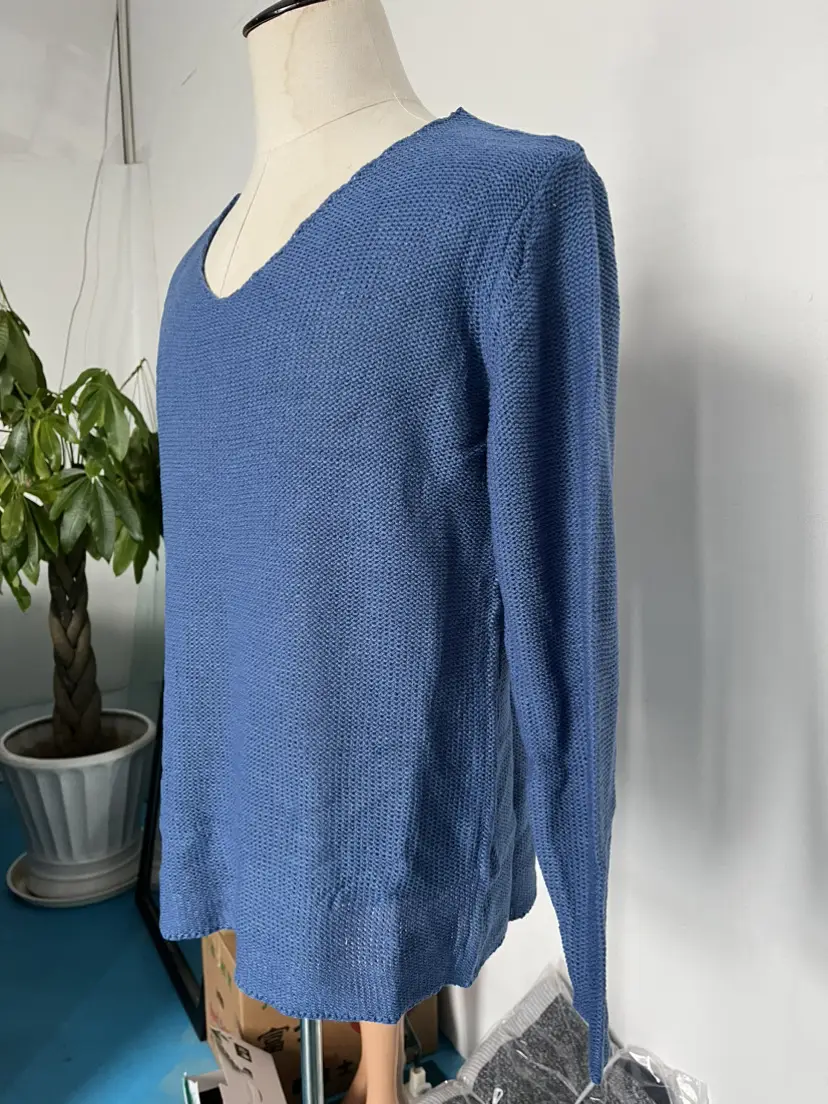 Men's Green Knitted V Neck Long Sleeve Pullover Large — feature 4