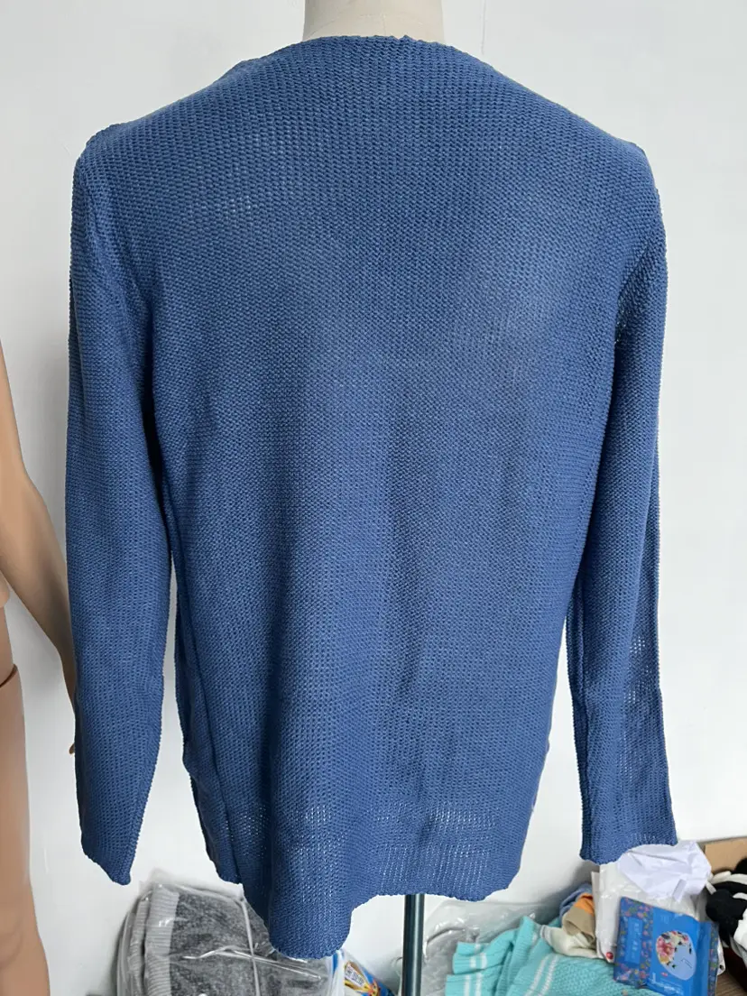 Men's Green Knitted V Neck Long Sleeve Pullover Large — feature 5