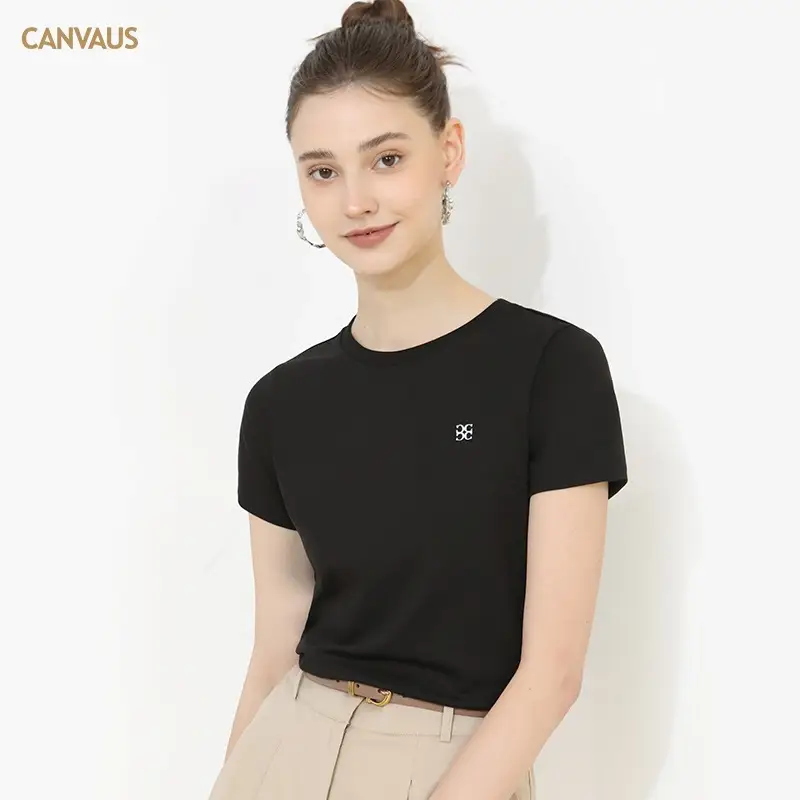 Women's Pure Cotton Embroidered T-Shirt White Slim Fit - Image 5
