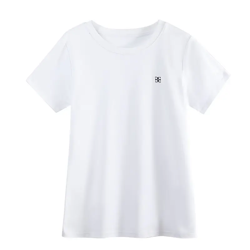 Women's Pure Cotton Embroidered T-Shirt White Slim Fit - Image 7
