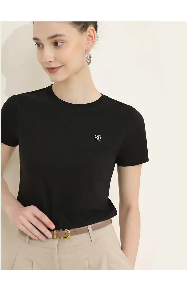 Women's Pure Cotton Embroidered T-Shirt White Slim Fit — feature 20