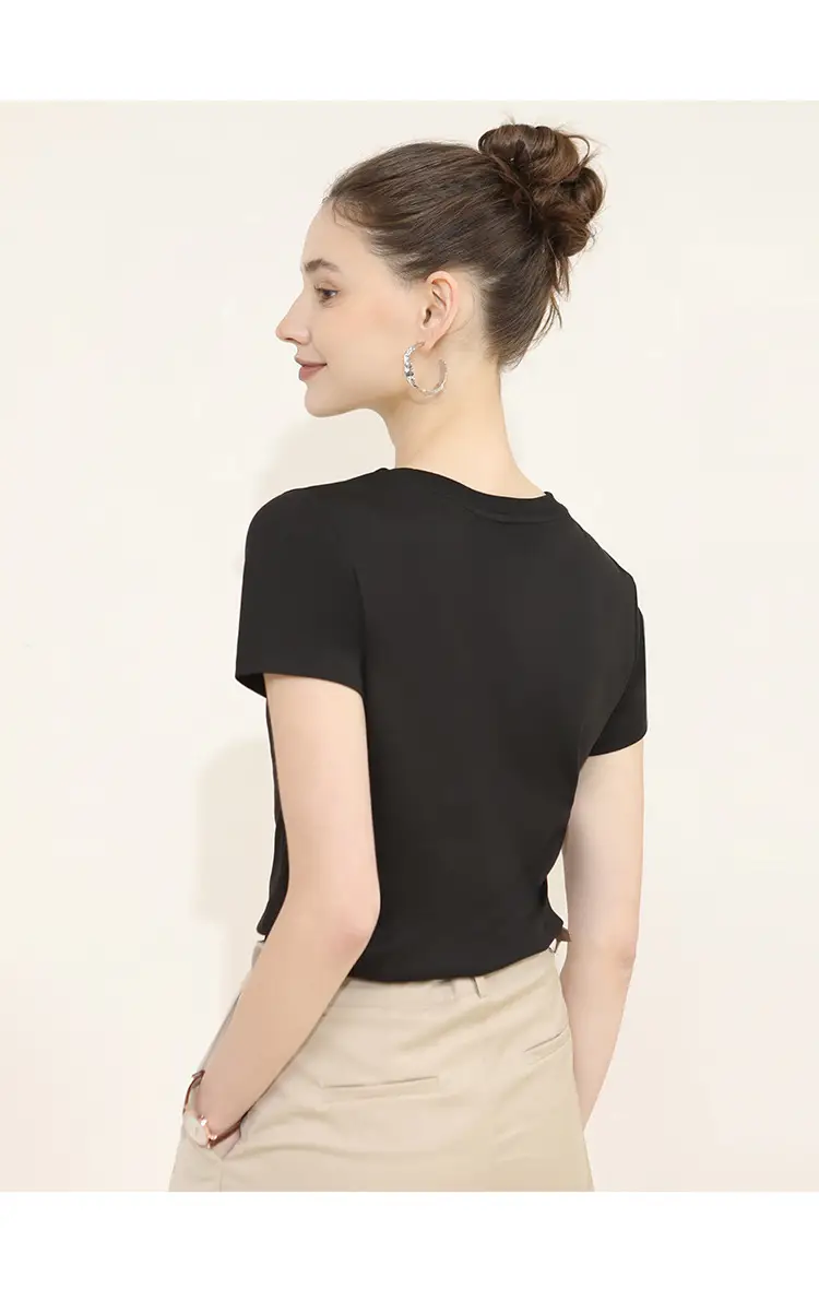 Women's Pure Cotton Embroidered T-Shirt White Slim Fit — feature 21