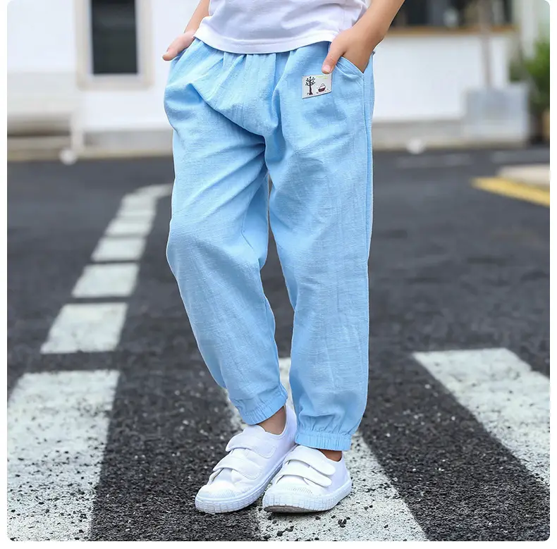 Summer Light Blue Mosquito Proof Boys Girls Pants — feature 18
