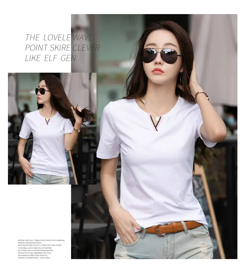 Women V-neck Slim T-shirt 2023 Summer Style — feature 11