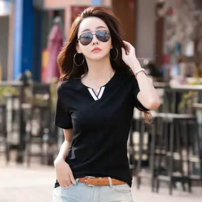 Women V-neck Slim T-shirt 2023 Summer Style — feature 8