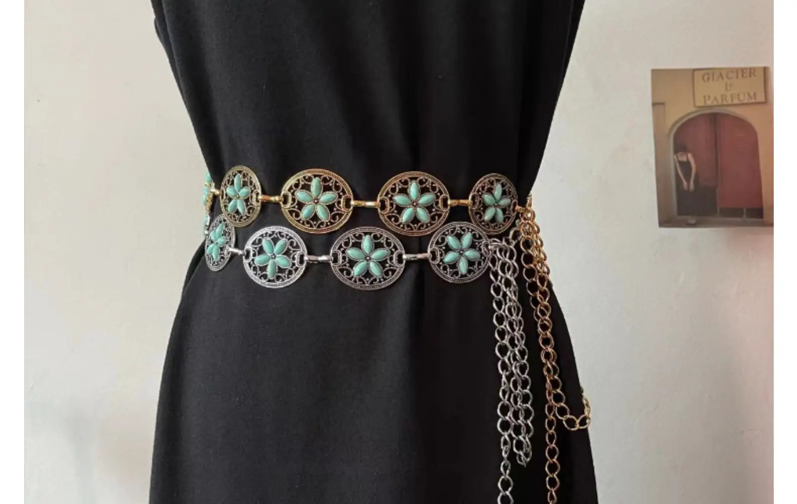 Gold Turquoise Chain Waist Belt for Women Bohemian Style — feature 14