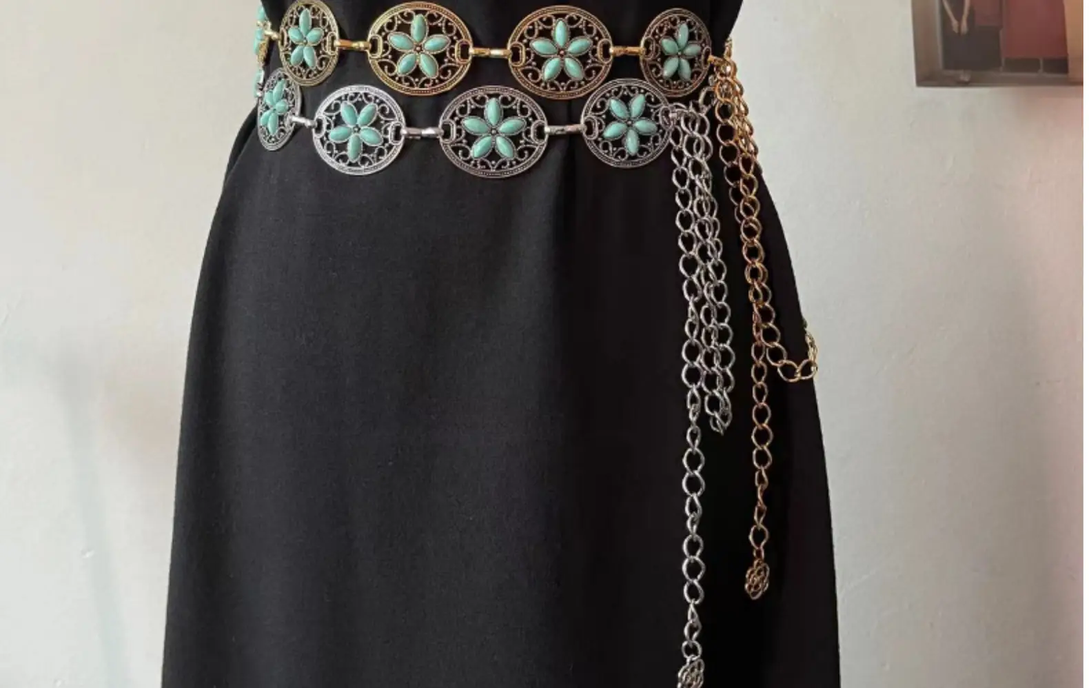 Gold Turquoise Chain Waist Belt for Women Bohemian Style — feature 2