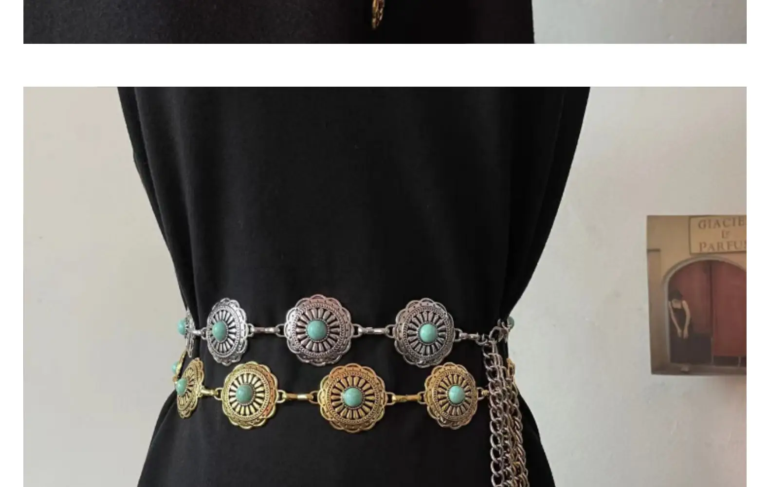 Gold Turquoise Chain Waist Belt for Women Bohemian Style — feature 20