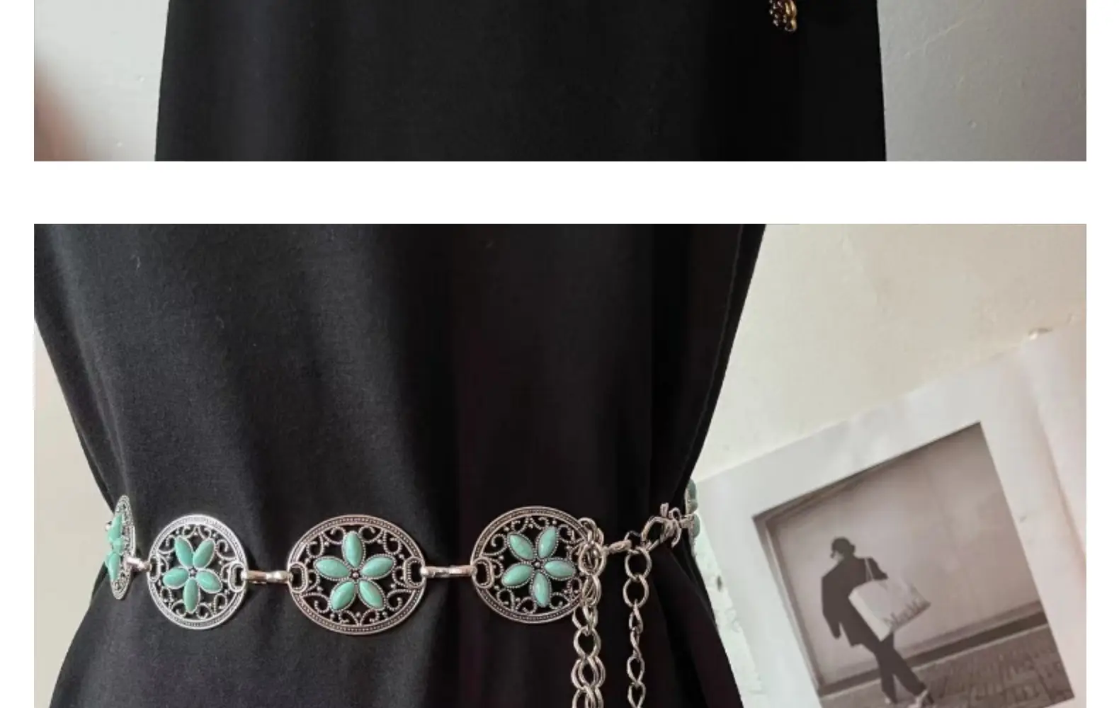 Gold Turquoise Chain Waist Belt for Women Bohemian Style — feature 23