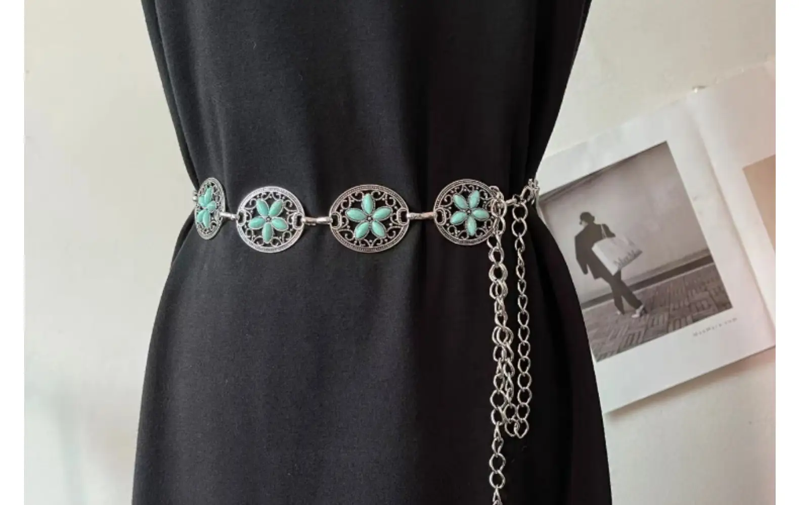 Gold Turquoise Chain Waist Belt for Women Bohemian Style — feature 25