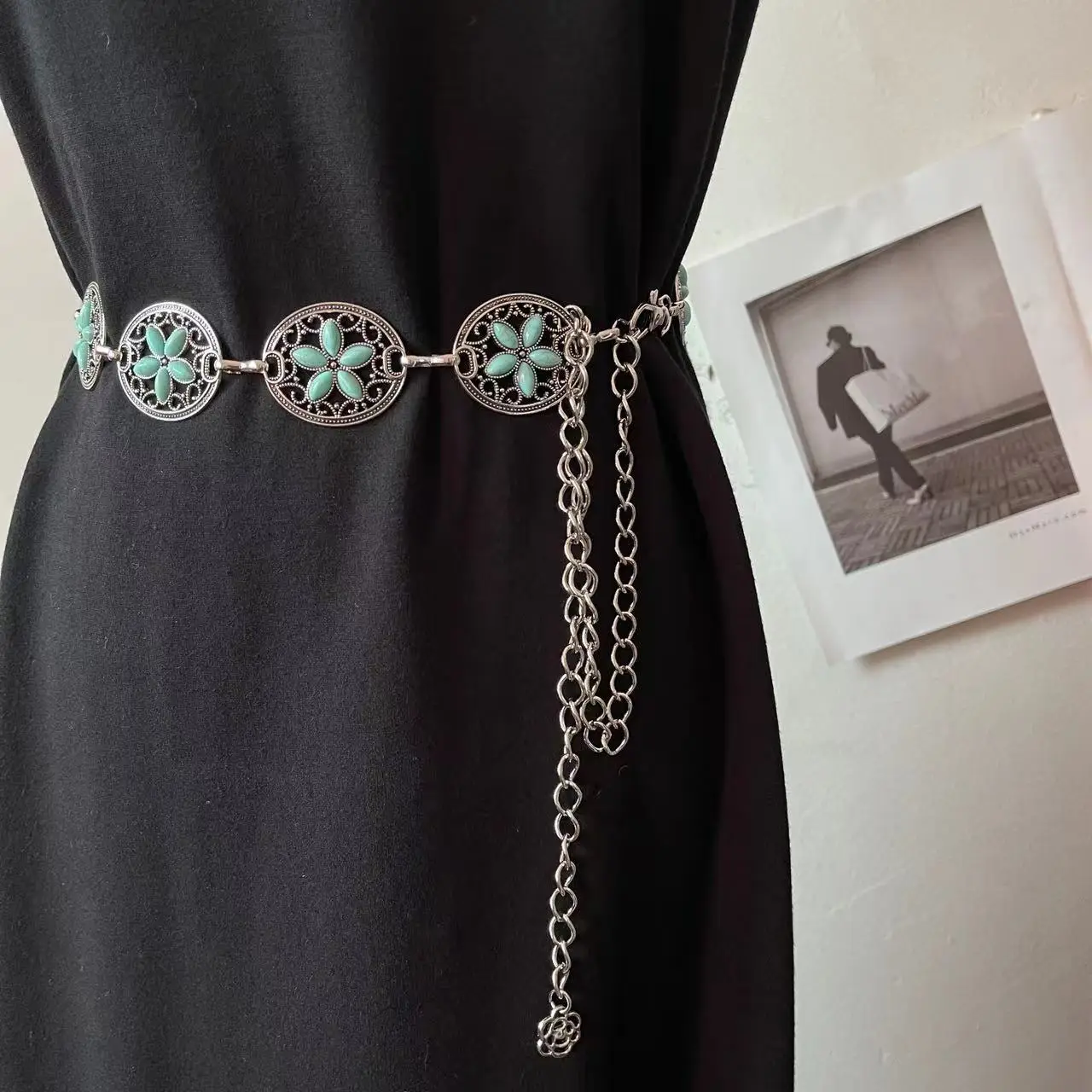 Gold Turquoise Chain Waist Belt for Women Bohemian Style - Image 7