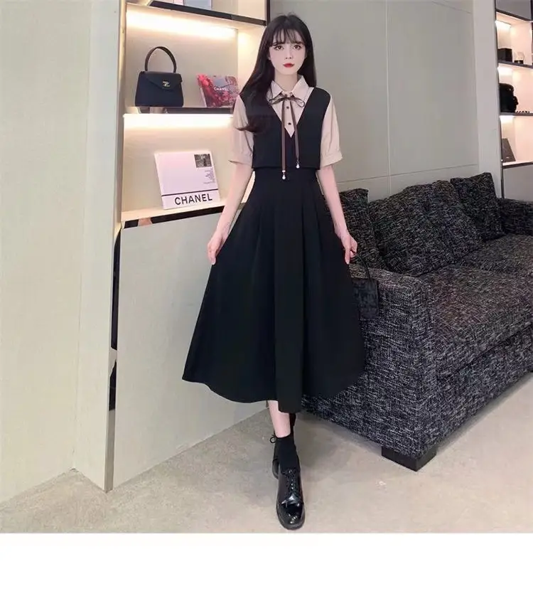 Women Polo Collar Belly Covering Dress Brown Spring Summer — feature 14
