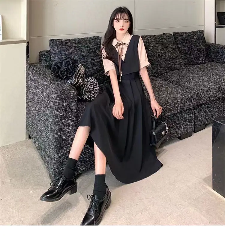 Women Polo Collar Belly Covering Dress Brown Spring Summer — feature 15