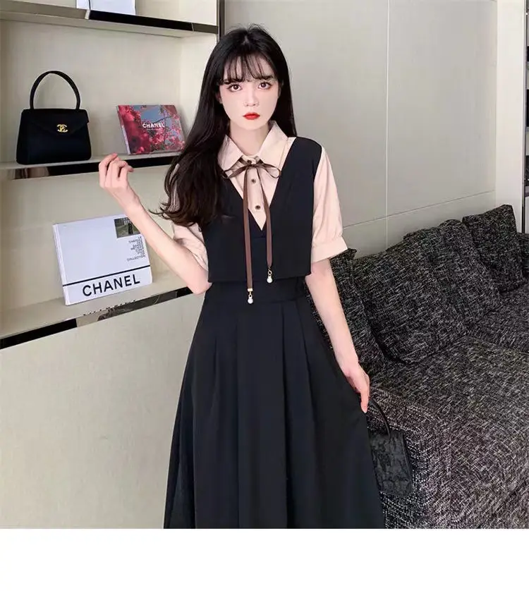 Women Polo Collar Belly Covering Dress Brown Spring Summer — feature 16