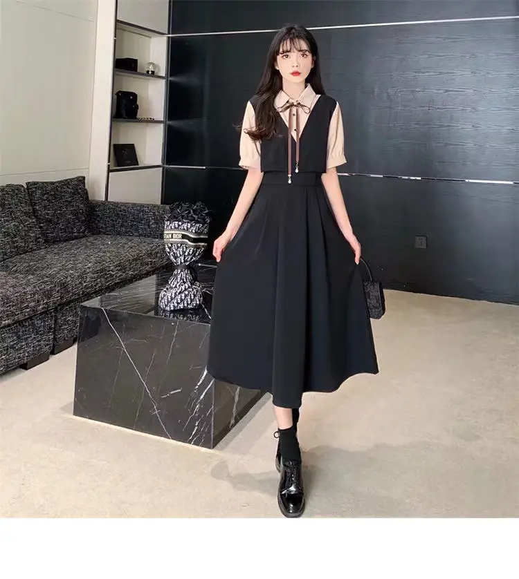 Women Polo Collar Belly Covering Dress Brown Spring Summer — feature 17