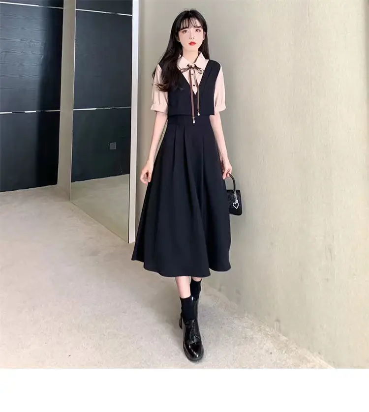 Women Polo Collar Belly Covering Dress Brown Spring Summer — feature 19