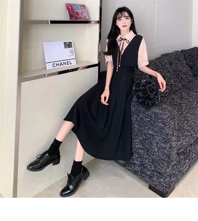 Women Polo Collar Belly Covering Dress Brown Spring Summer — feature 21
