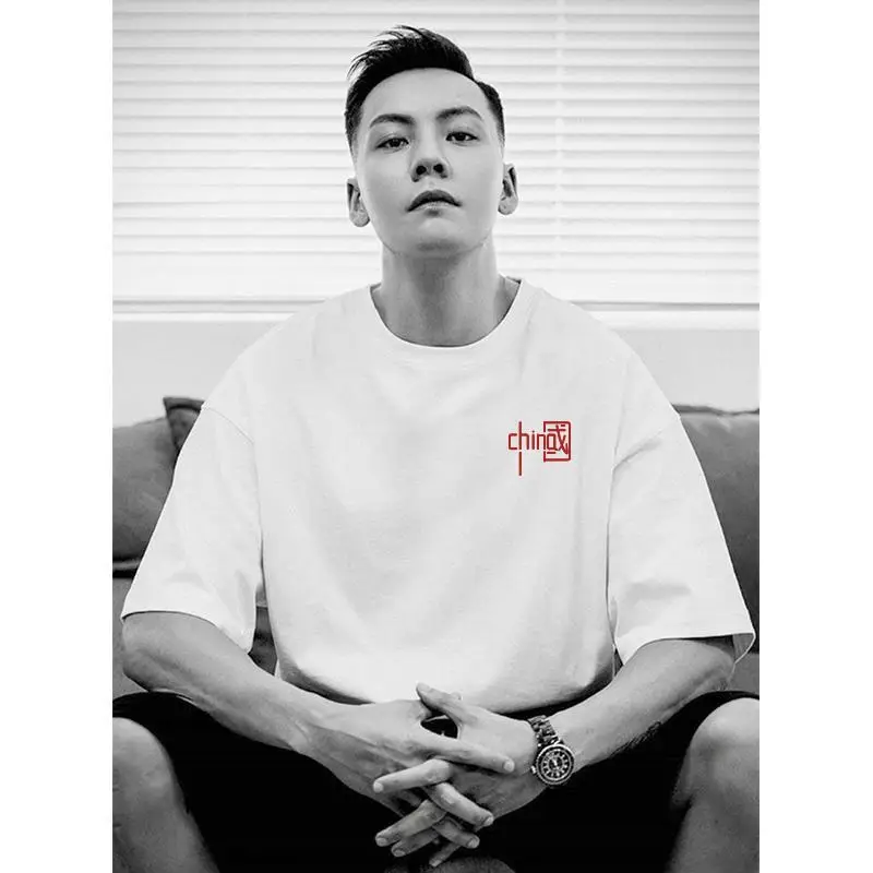 Men China Logo Grey T-Shirt Short Sleeve - Image 5