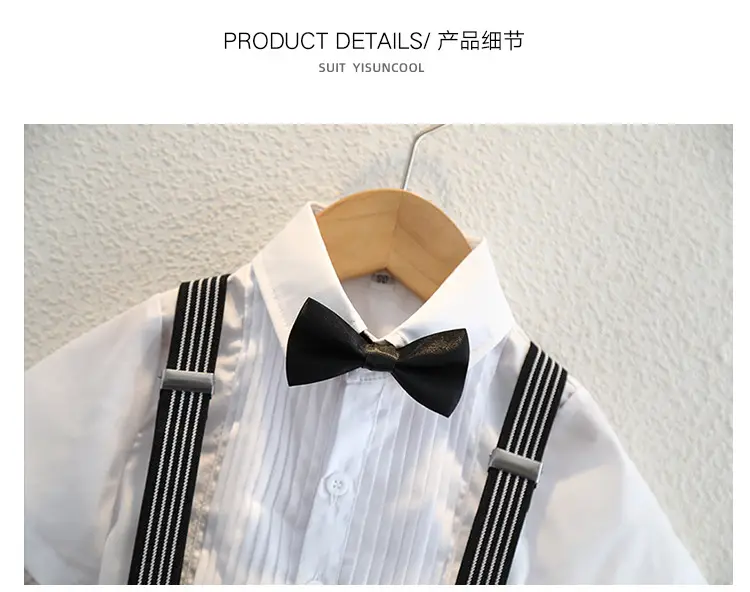 Boys Striped Bowtie Suit White Pants Small — feature 4