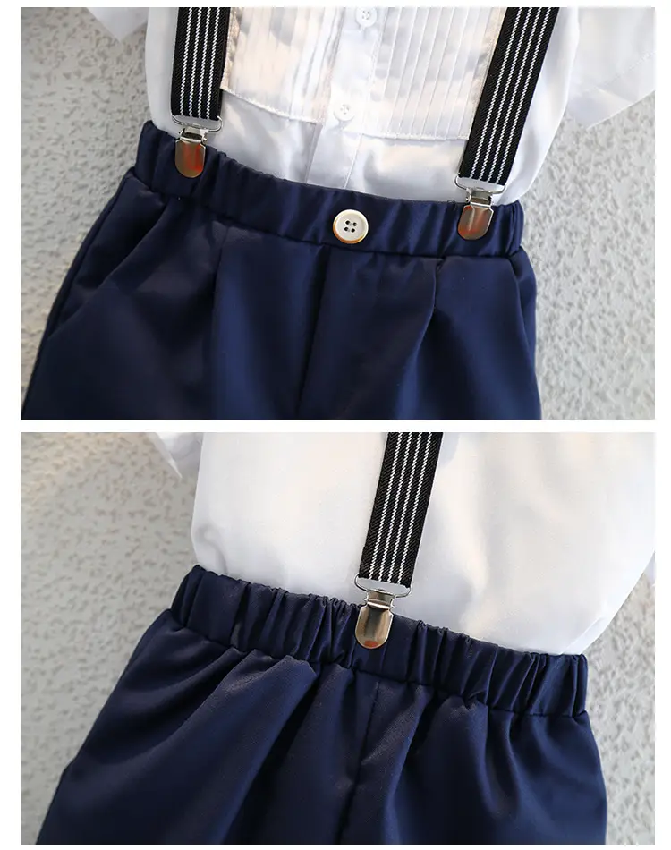 Boys Striped Bowtie Suit White Pants Small — feature 5