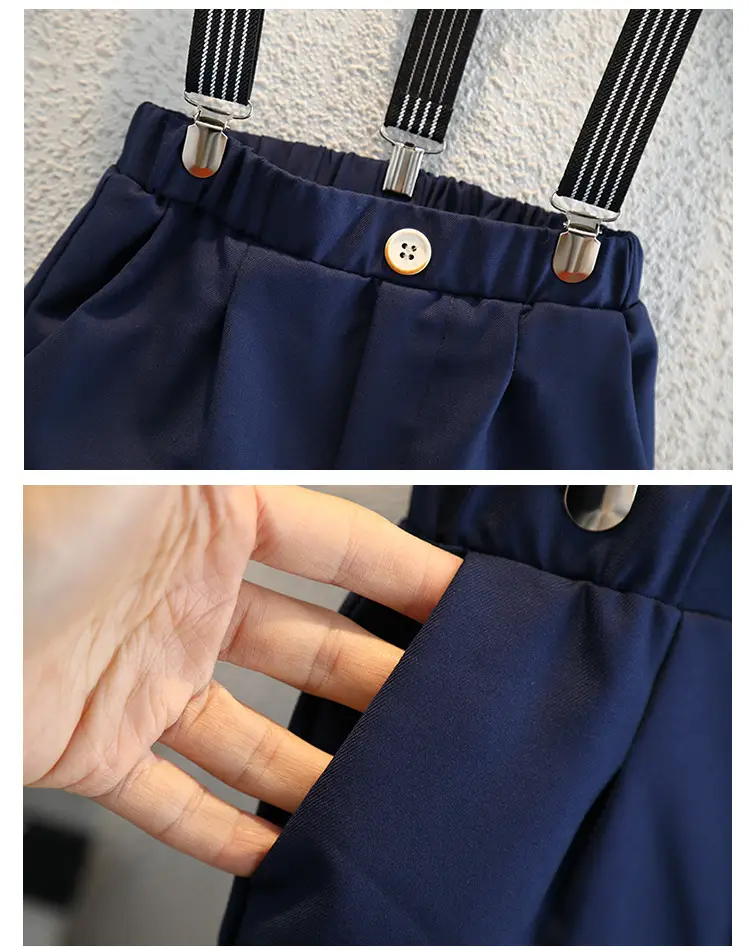 Boys Striped Bowtie Suit White Pants Small — feature 6