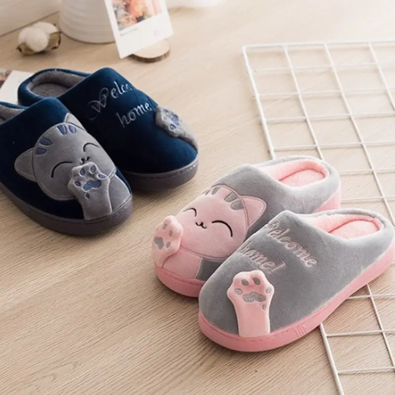 Cross-Border Spot Cixi Winter Cute Lucky Cat Winter Warm Home Indoor Men's and Women's Family Cotton Slippers