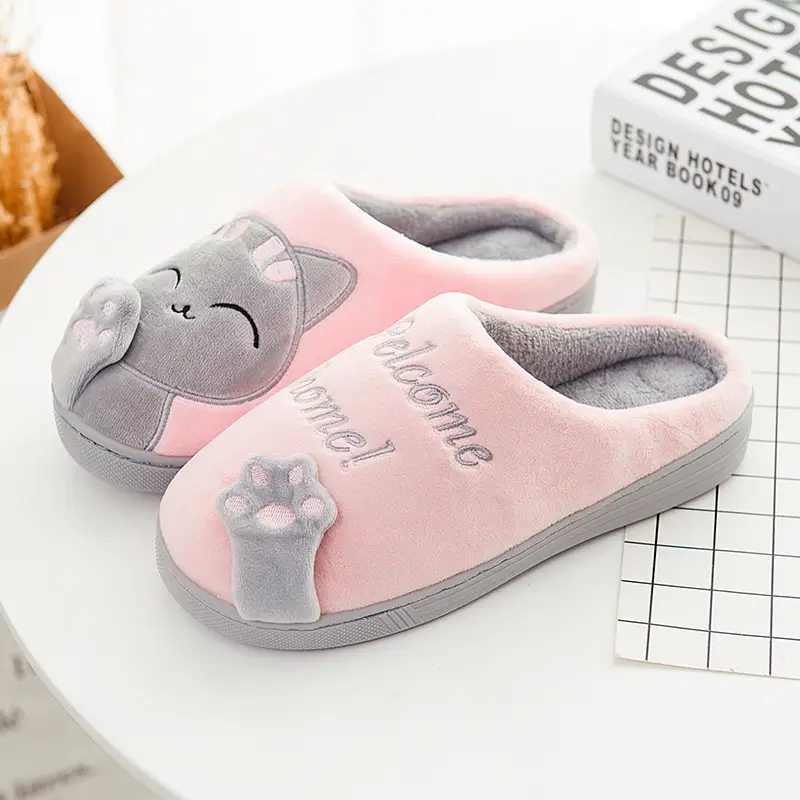 Cross-Border Spot Cixi Winter Cute Lucky Cat Winter Warm Home Indoor Men's and Women's Family Cotton Slippers
