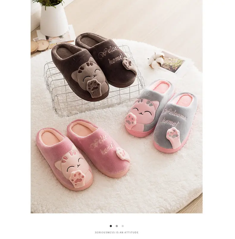 Cross-Border Spot Cixi Winter Cute Lucky Cat Winter Warm Home Indoor Men's and Women's Family Cotton Slippers — feature 9