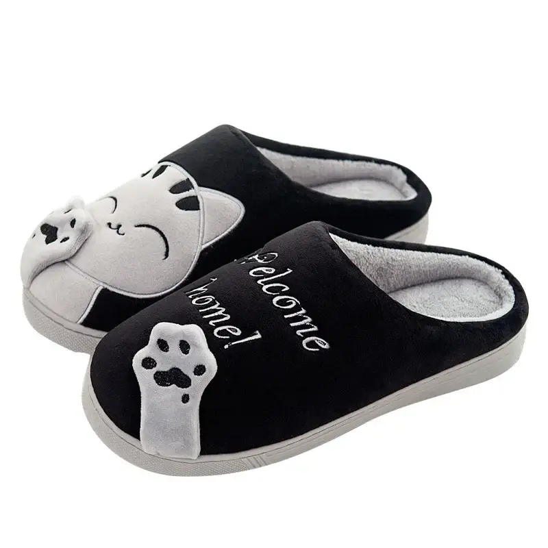 Cross-Border Spot Cixi Winter Cute Lucky Cat Winter Warm Home Indoor Men's and Women's Family Cotton Slippers