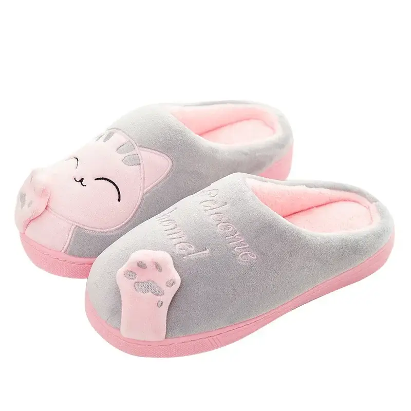 Cross-Border Spot Cixi Winter Cute Lucky Cat Winter Warm Home Indoor Men's and Women's Family Cotton Slippers