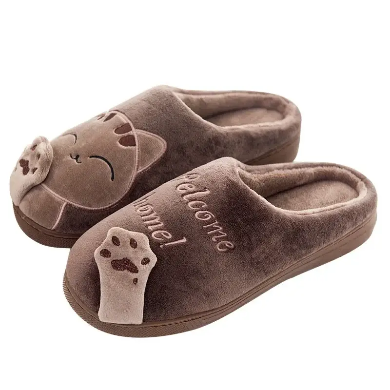 Cross-Border Spot Cixi Winter Cute Lucky Cat Winter Warm Home Indoor Men's and Women's Family Cotton Slippers