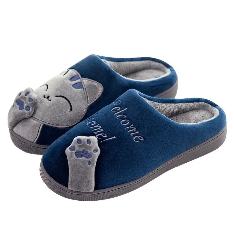 Cross-Border Spot Cixi Winter Cute Lucky Cat Winter Warm Home Indoor Men's and Women's Family Cotton Slippers