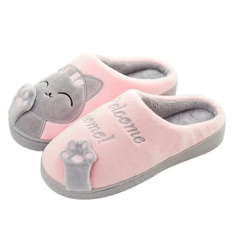 Cross-Border Spot Cixi Winter Cute Lucky Cat Winter Warm Home Indoor Men's and Women's Family Cotton Slippers