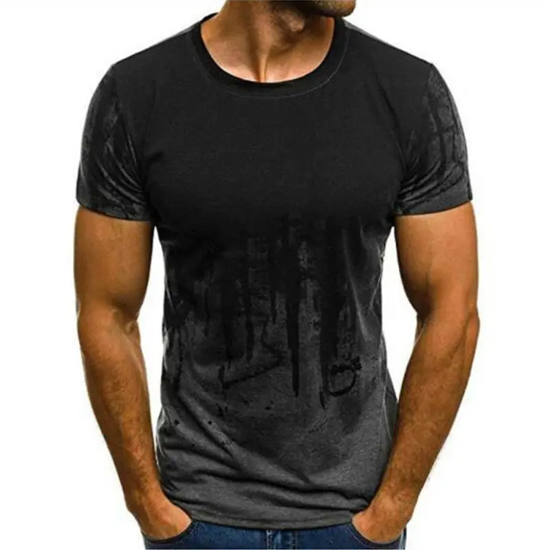3D Printed Men's Black Red T-Shirt Summer Loose Fit