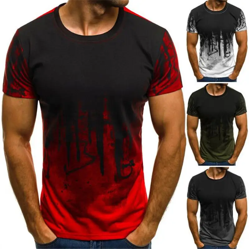 3D Printed Men's Black Red T-Shirt Summer Loose Fit