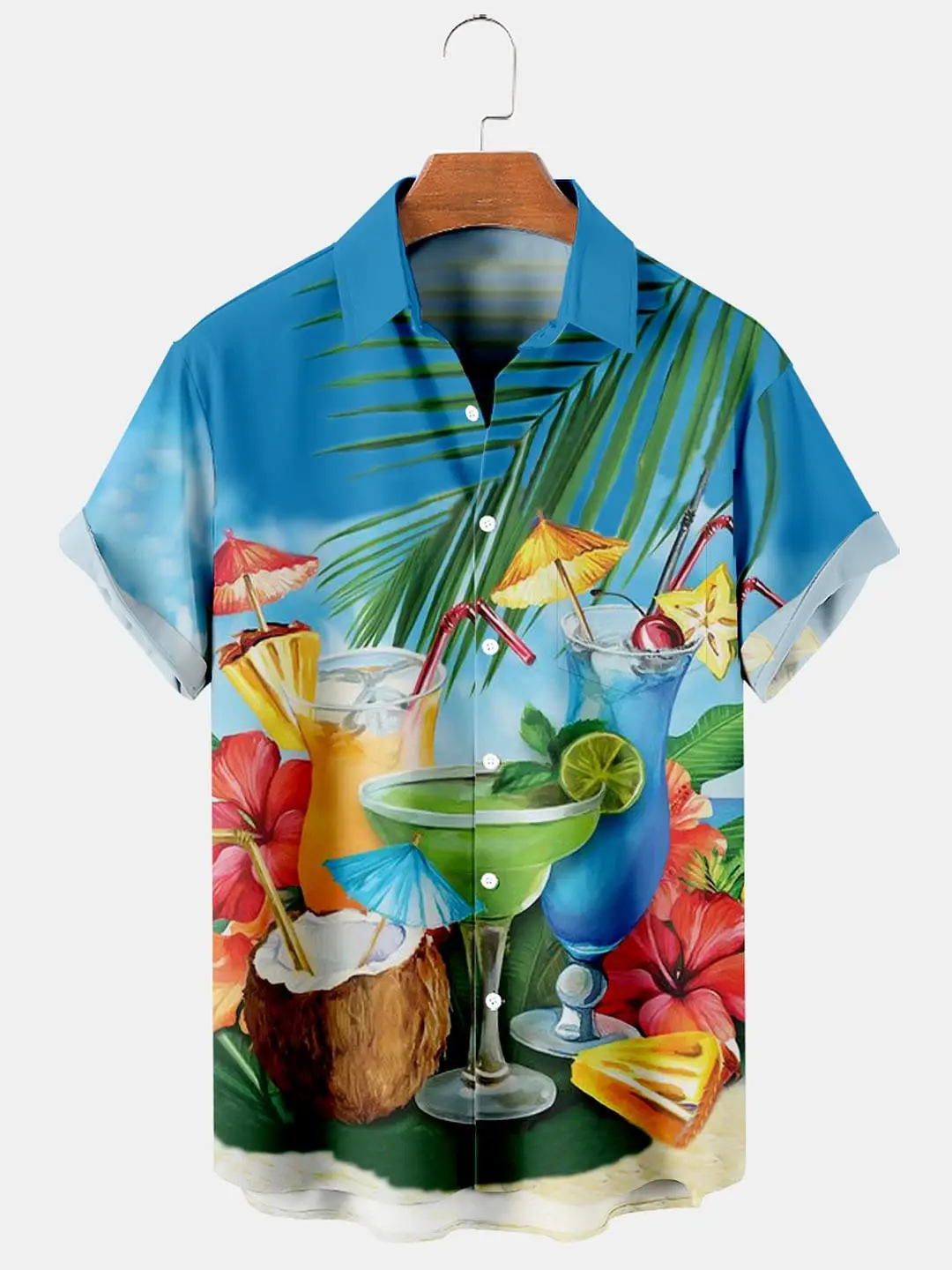 2023 Men Summer 3D Printed Hawaiian Shirt Large - Image 13