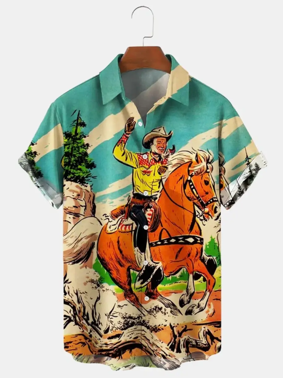 2023 Men Summer 3D Printed Hawaiian Shirt Large - Image 7